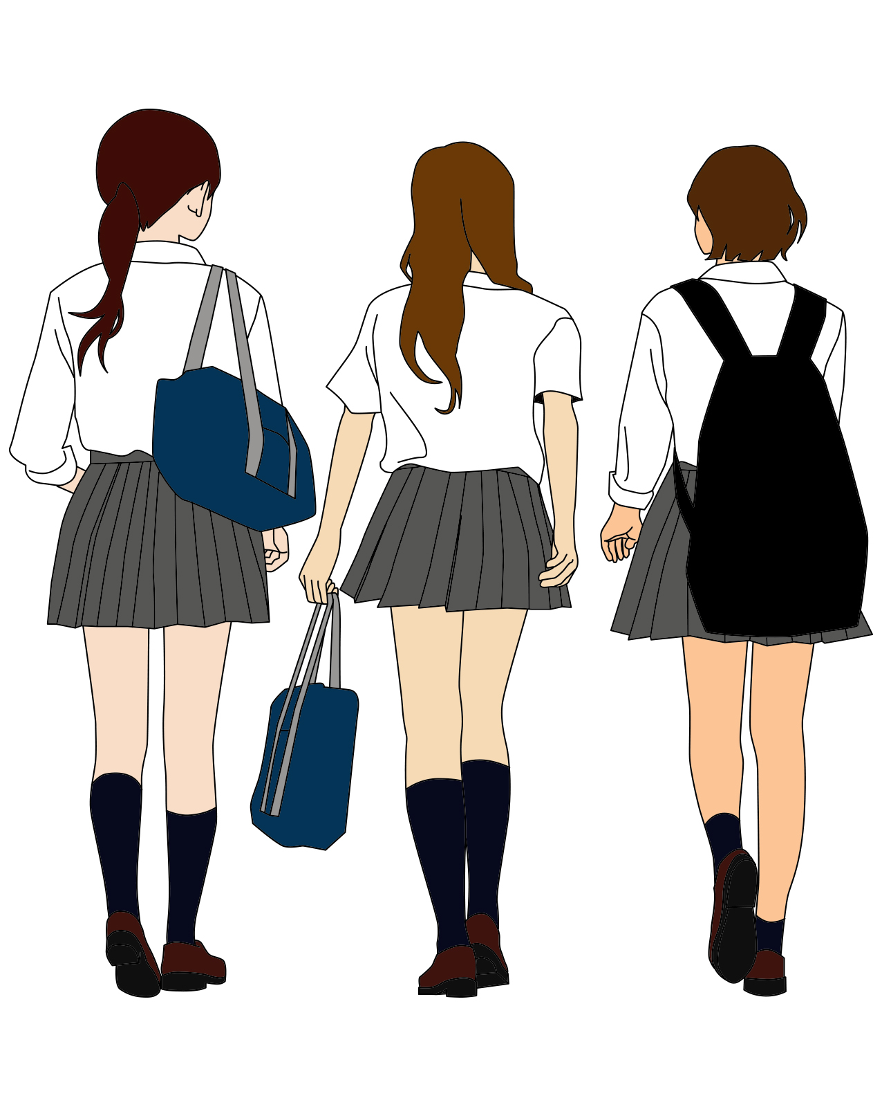 ニジン イラストacに 女子高生の後ろ姿ブレザーをup予定 これで 女子高生半袖 女子高生ブレザー 男子高校生半袖 男子高校生ブレザー 揃いました