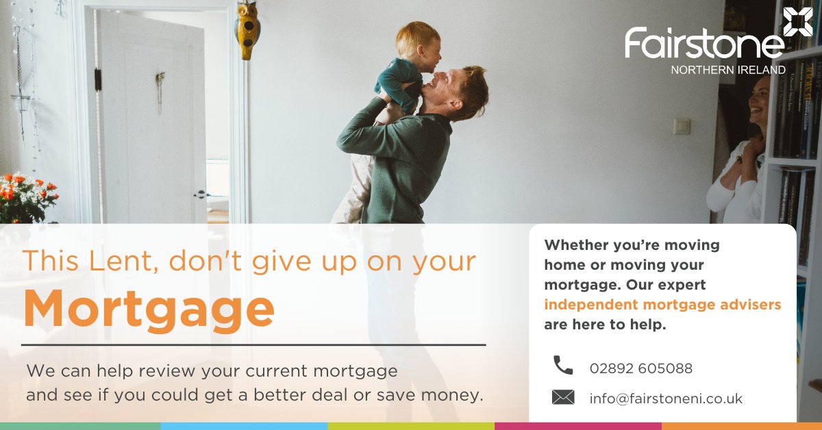 You have 40 days of #Lent to test your willpower but what about the many years you have in a mortgage. Are you as committed to your #mortgage and reviewing it regularly? 

A Fairstone NI adviser can help: fairstoneni.co.uk/#!how-we-can-h…

#remortgage #mortgageadvice #northernireland