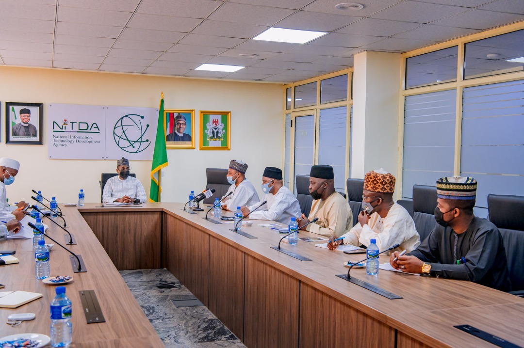 NITDANigeria's tweet photo. The Director General, National @NITDANigeria, @KashifuInuwa received in audience, Director General of the Nigerian Institute of Transport Technology, Zaria, Dr Bayero Salih Farah with his team on a familiarization visit at the Corporate Headquarters of the Agency. https://t.co/zEGgngfwpr