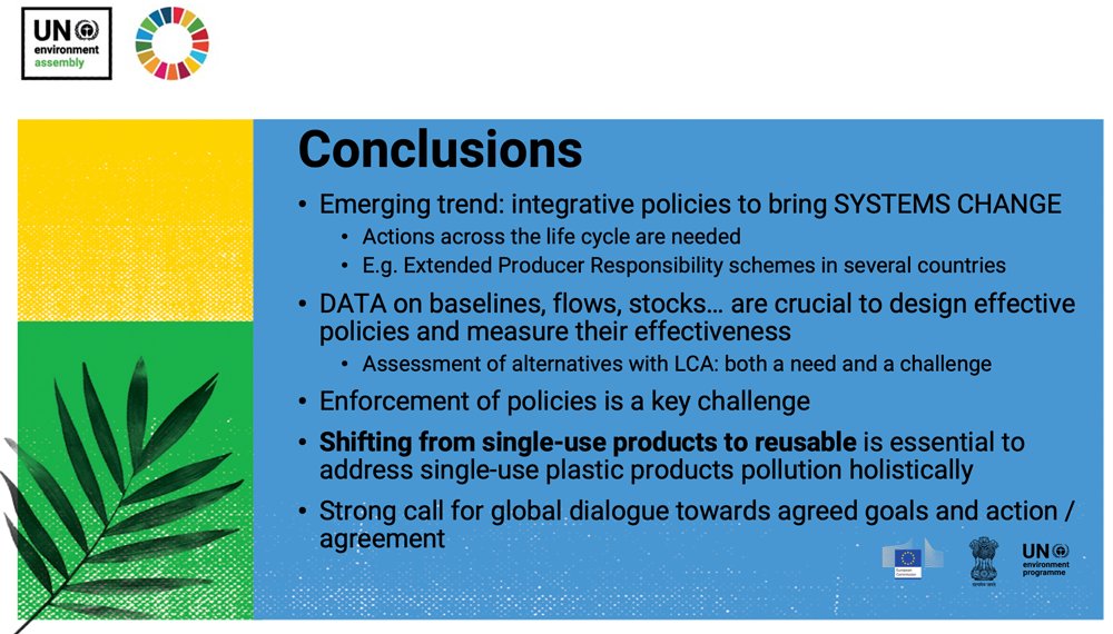 The dynamic Single-use #plastic #products (SUPP) #pollution report launch event draws to a close with the conclusions below. Access all the SUPP reports, as well as the executive summary for decision-makers: bit.ly/LCA-studies-SU…  The recording will be put online there shortly.