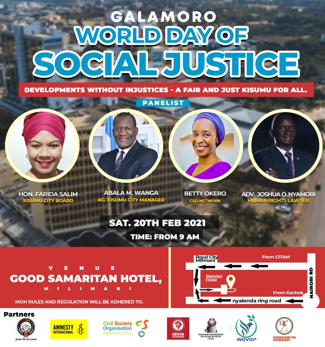 20th February is World Day of Social Justice, we shall host an intellectual discourse about the current Urban development agenda undertaken by the Kisumu County Government. See you tomorrow!! #Socialjustice #urbanisation #PEACE #Kisumucitytuitakayo @WOVOP_org