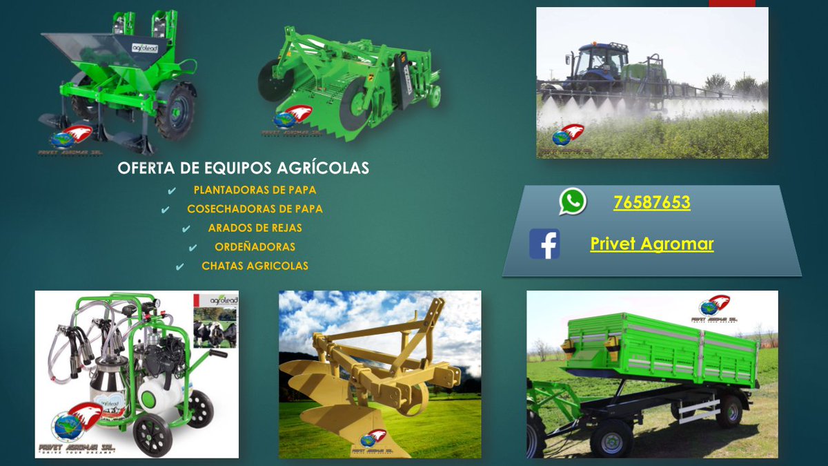 #EQUIPOSAGRICOLAS #AGRICULTURA #GANADERIA #CAMPO #MAQUINARIA 
privetagromar.com 
consultas 76587653 El Alto La Paz Bolivia