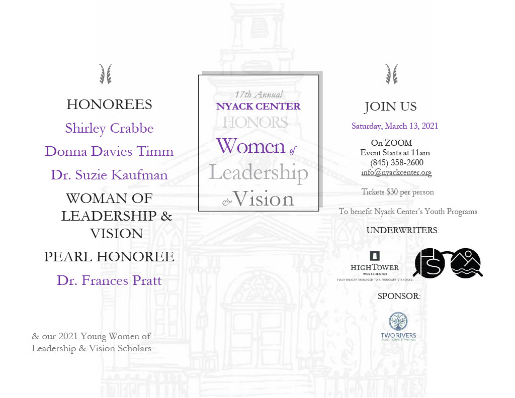 NyackCenter's tweet photo. Join us Sat., March 13, 2021 at 11am for Nyack Center's Women of Leadership &amp; Vision Event https://t.co/P5HQs4a1Oo https://t.co/qqJ01duWeP