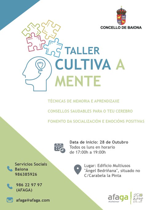 📣O Departamento de Servizos Sociais ofrece, en colaboración con AFAGA, o taller 