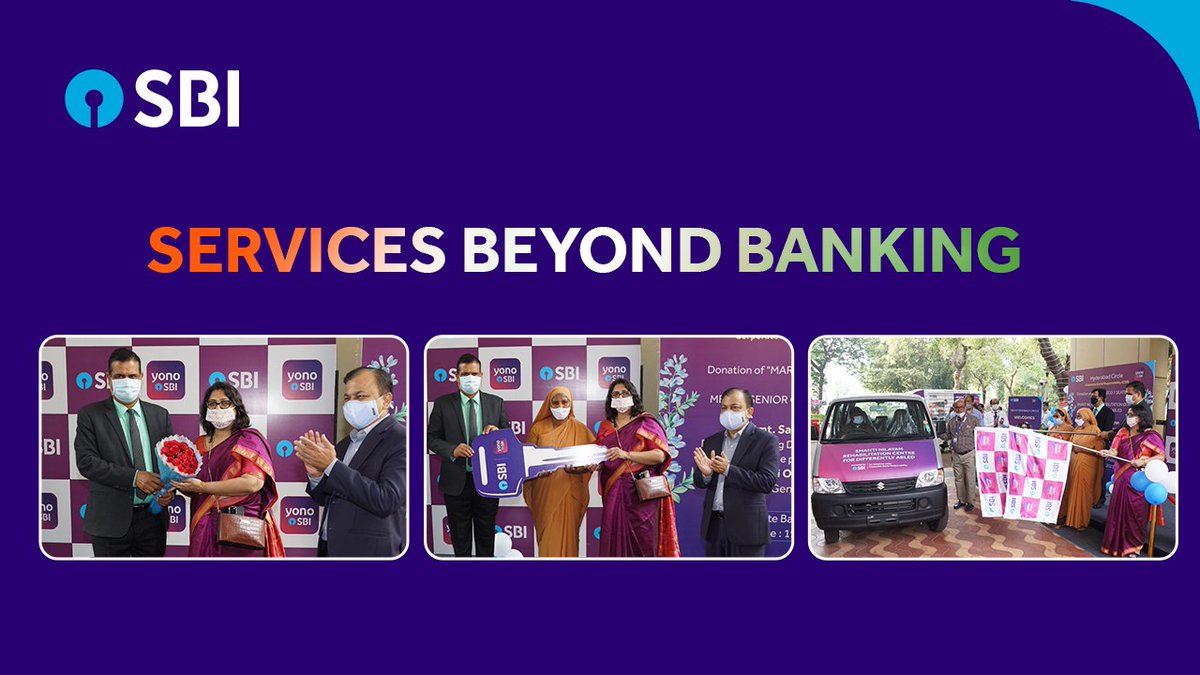 Our DMD (Retail Business), Smt. Saloni Narayan donated Maruti EECO 7 seater van to Shanti Nilayam Rehabilitation Centre for Differently Abled, on behalf of SBI.

#ServicesBeyondBanking #CSR #SeniorCitizen #CSRDonation #TeamSBI