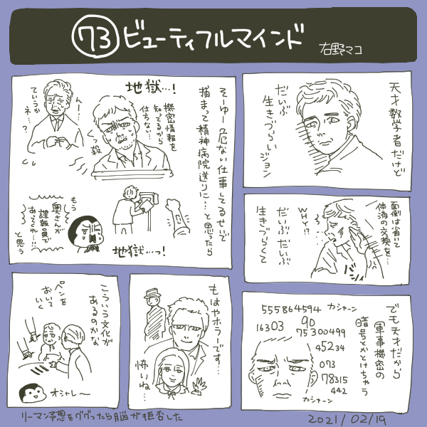 ネタバレ映画メモ73 ビューティフルマインド 右野マコの漫画 ネタバレ映画メモ73 ビューティフルマインド 右野マコの漫画