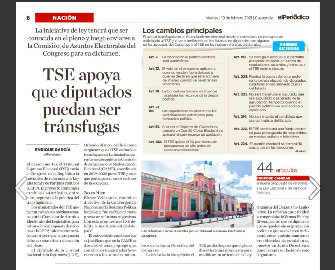 Estás son las reformas que el <a href="/TSEGuatemala/">TSE Guatemala</a> presentó al <a href="/CongresoGuate/">Congreso Guatemala</a> para reformar la Ley Electoral y de Partidos Políticos