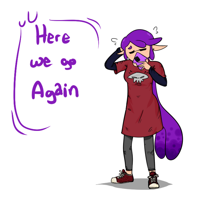 Rika_Draws's tweet photo. the tiny bean is HUGE now and idk how to feel about that. but also i hear splat3 was announced and i guess i have to start drawing squids again... https://t.co/If3kxmOxoL