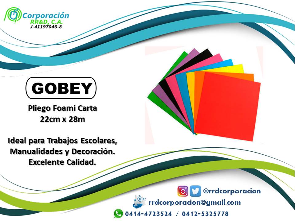 RrdCorporacion's tweet photo. Pliego de Foami Carta
22cm x 28m
Ideal para Trabajos Escolares, Manualidades y Decoración.
Excelente Calidad.
¿Qué esperas? Contáctanos...
Whatsapp 04140418313
E-mail: rrdcorporacion@gmail.com
#oficina #empresa #colegio #papeleria #gobey #foami #carta #ventas #Valencia https://t.co/x1y0d1ZkIN
