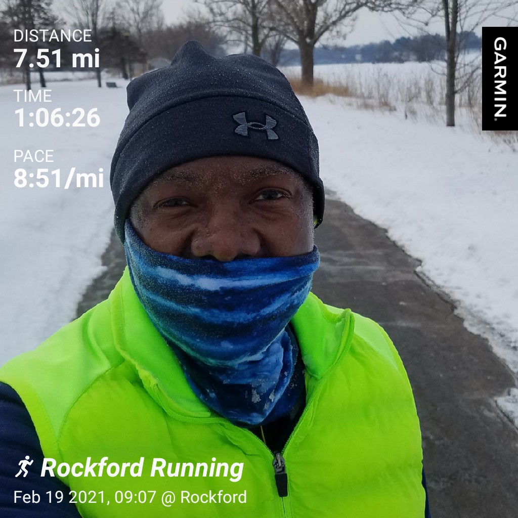 martian434's tweet photo. After doing all of my runs this month on the treadmill, this was good to finally get outside.  7.5 miles on my coldest run ever.  6 degrees, -4 with the windchill.  Happy Friday!  #MilesforBeth #runningtonotfrom #runchat https://t.co/8avBjowTuz