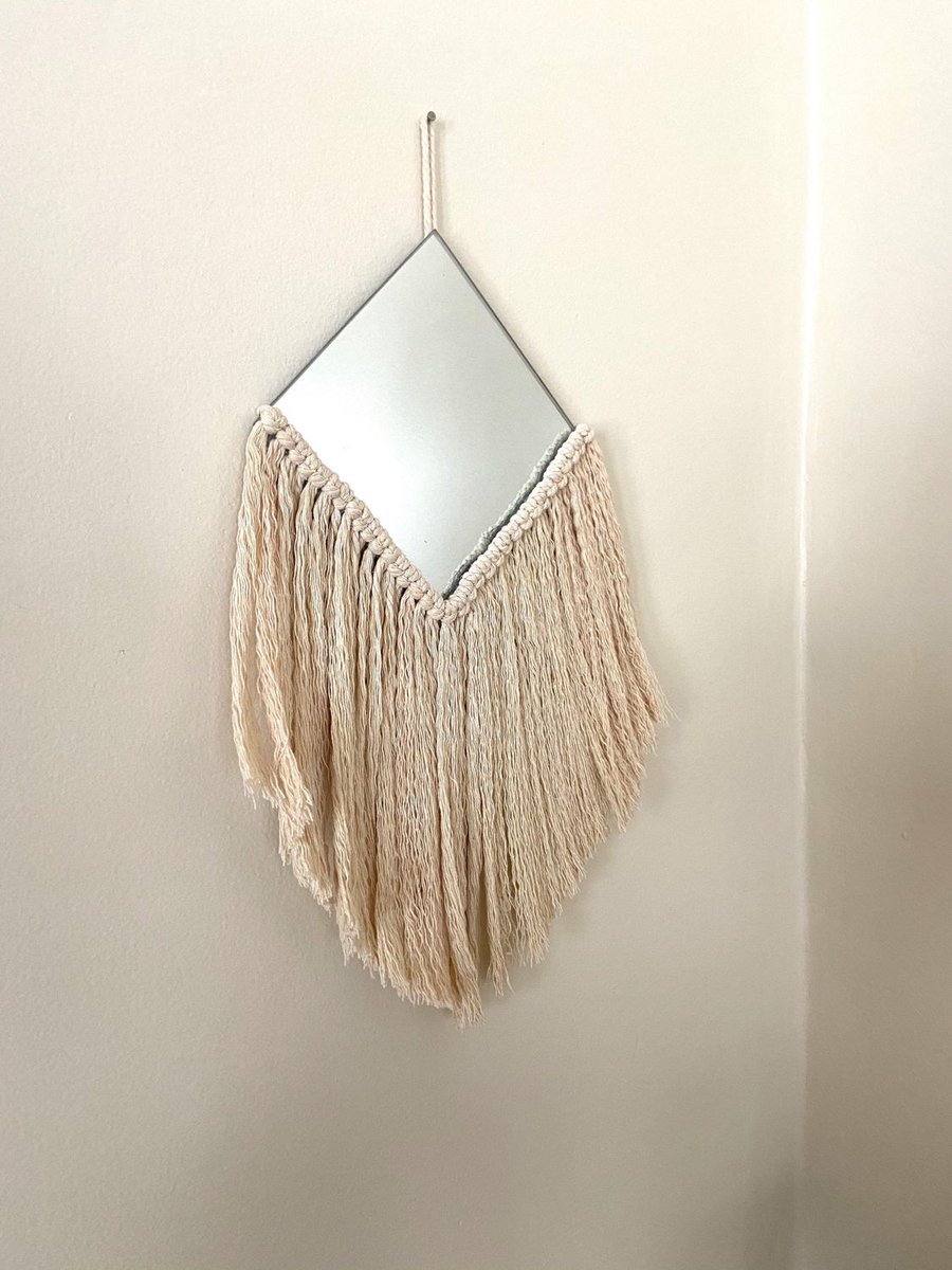 nicoleinmaking's tweet photo. Excited to share this item from my #etsy shop: Macramé Diamond Mirror | Macramé | Mirror Hanging | Wall Décor | Diamond | Simple https://t.co/UeEQanZD0I https://t.co/AqW9UfPLG9