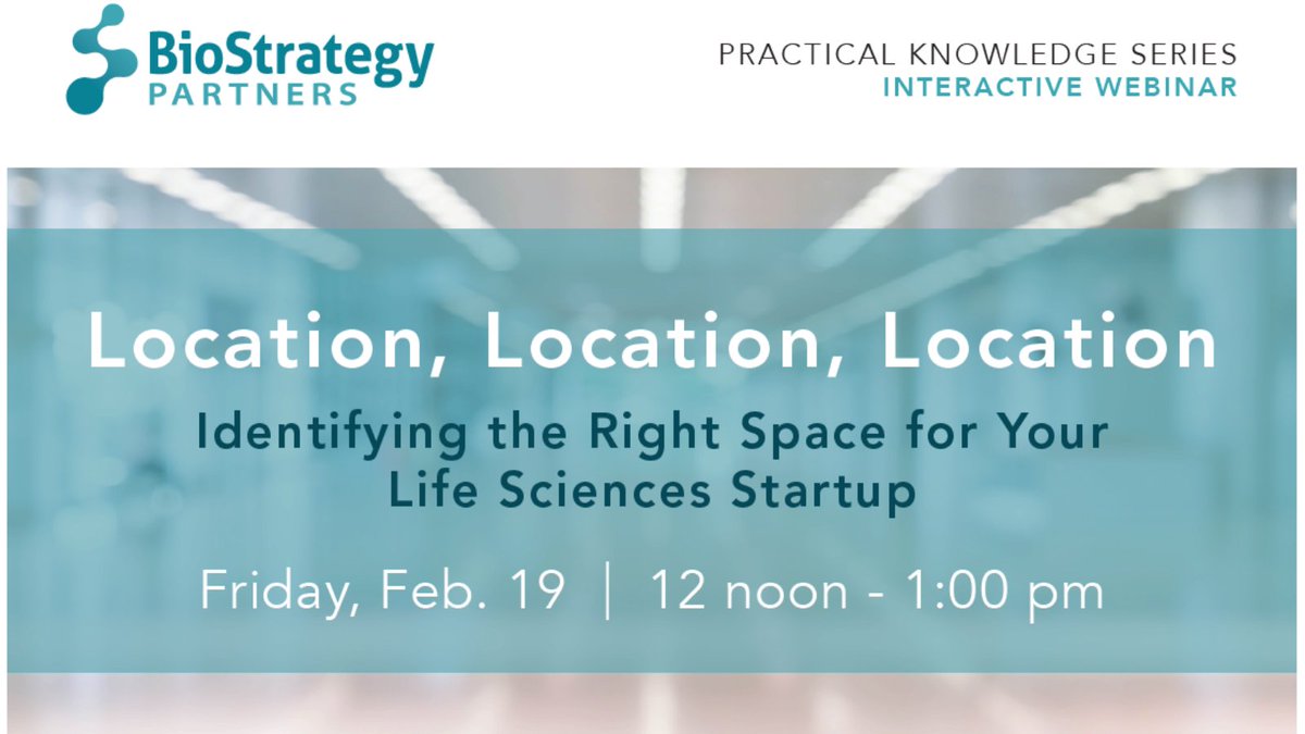 ScheerPhilly's tweet image. Check out Scheer Partner's own Tim Conrey in @BioSPartners Interactive Webinar on identifying the right space for your Life Sciences Startup. The recorded webinar may be accessed here - global.gotomeeting.com/join/554202885

#CRE #sciencetificrealestate #reputationforresults #philly