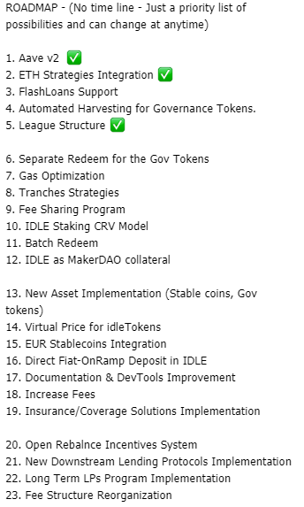 OneCryptoJ's tweet photo. Just remember, this is the roadmap for $IDLE

Not even on market 3 months yet
Only on $UNI and $SUSHI

35m mcap / 120m TVL
13m max supply.

One word for this one - Scarcity &amp; Demand

Working close with $YFI &amp; $AAVE
Back by Consensys
Built with $COMP $MKR $AAVE

BULLISH ON #DEFI https://t.co/0Jx2TR8Zm0