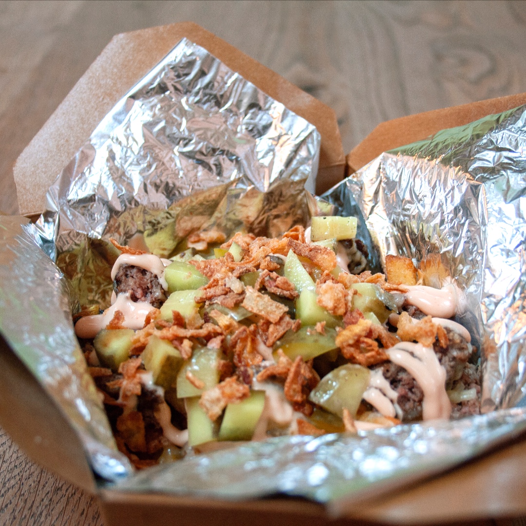 What’s on your order this weekend? Our homemade Monkey Mayhem gourmet burger topped with melted blue cheese, smoked streaky bacon, beer battered onion rings or American Loaded Fries, shredded gourmet beef patty, cheddar, smoky burger sauce, crispy onions &amp; pickles, or all of it?