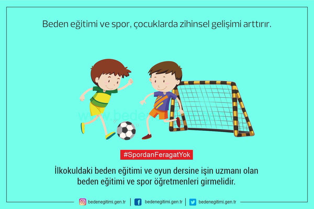 Kerem_Balyemez's tweet photo. Beden eğitimi ve spor, çocuklarda zihinsel gelişimi arttırır. Bu yüzden ilkokuldaki beden eğitimi ve oyun dersine işin uzmanı olan beden eğitimi ve spor öğretmenleri girmelidir.

#SpordanFeragatYok

@tcbestepe
@RTErdogan
@tcmeb
@ziyaselcuk
@kasapoglu https://t.co/3xtoj0C4NP