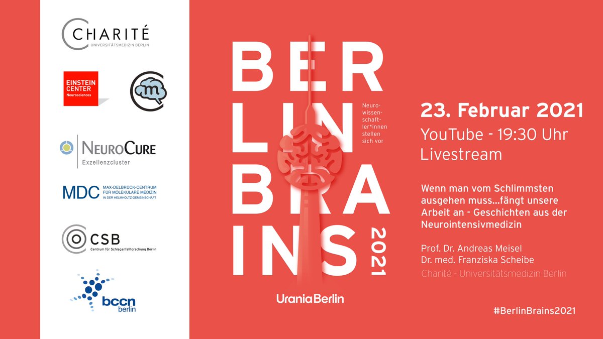 NeuroCure Cluster of Excellence (@neurocureberlin) on Twitter photo In unserer #BerlinBrains Talk Reihe <a href="/UraniaBerlin/">Urania Berlin</a> sprechen am 23. Feb. Prof. Andreas Meisel & Dr. Franziska Scheibe über ihre Arbeit in der #Neurointensiv #Medizin #neuroscience #scicomm #wisskomm
bit.ly/37fIMrL In unserer #BerlinBrains Talk Reihe <a href="/UraniaBerlin/">Urania Berlin</a> sprechen am 23. Feb. Prof. Andreas Meisel & Dr. Franziska Scheibe über ihre Arbeit in der #Neurointensiv #Medizin #neuroscience #scicomm #wisskomm
bit.ly/37fIMrL