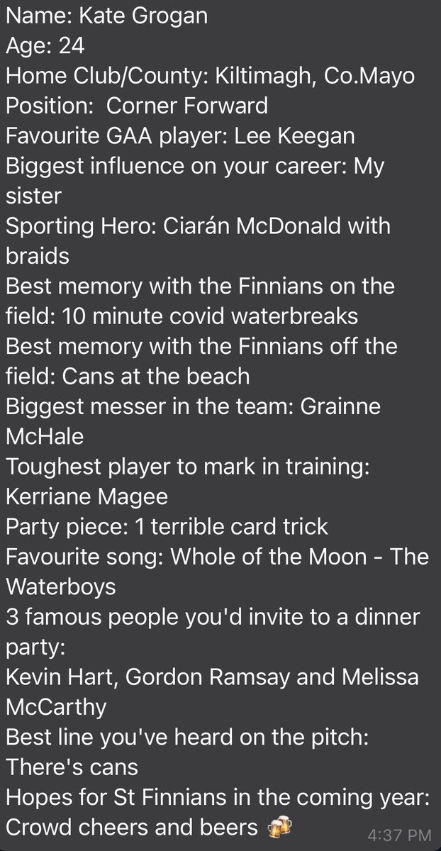 That time again, it’s <a href="/kategro1/">kategro</a> turn under the spotlight. Her sporting hero broke my heart in 2004 with his left foot, I’m not crying whilst posting this, honest! <a href="/KiltimaghGAA/">Kiltimagh GAA</a> #GAA #Gaelic #Games #Irish #Sport #Ireland #Canada #Vancouver #StFinnians #Player #Interview