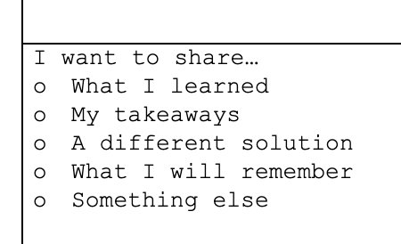 gfletchy's tweet photo. I’m trying to think of some generic meta-questions that could be included on a student recording sheet. I want to give a list and have students choose what they want to talk about while reflecting. I’m trying to keep them short. What am I missing? https://t.co/TaJMAsr6K0