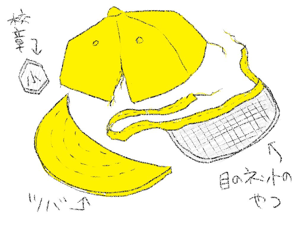 「3分割された黄色帽子。

ついでにこれまで小学校3年間で破壊してきたものをブログ」|野原のんのイラスト