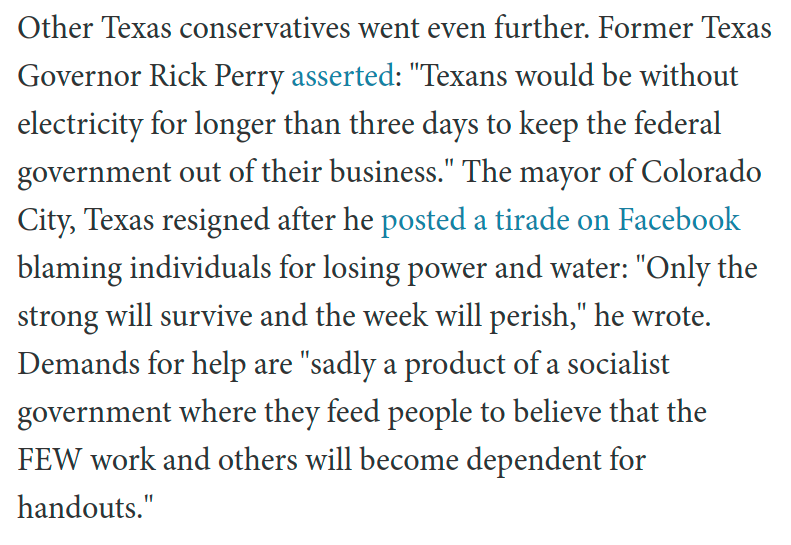 Here  @ryanlcooper develops the point, noting that GOP lies about Texas aren't just typical Foxlandia lies. They also reveal the hollowness of conservative ideology and show that "whining is the beginning and end of Republican governance": https://theweek.com/articles/967583/texas-blizzard-nightmare-republican-governance-nutshell?utm_source=dlvr.it&utm_medium=twitter