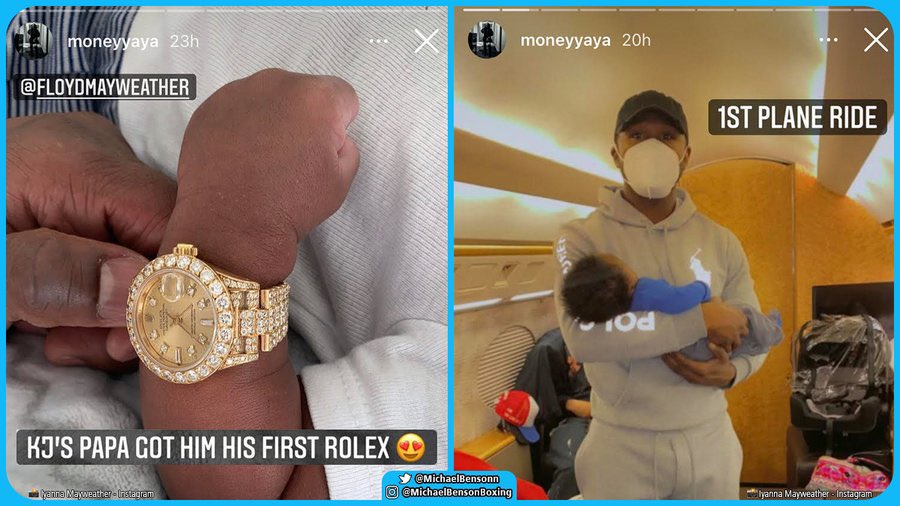 FancyDiMaria_'s tweet photo. Floyd Mayweather Jnr has bought his five-week-old grandson a diamond gem-set Rolex and taken him for his first ride on a private jet…

The astonishing timepiece appears to be a Rolex Oyster Perpetual Datejust, with prices starting around £32,000 #SportsCenter https://t.co/UN8Vi8hSVv