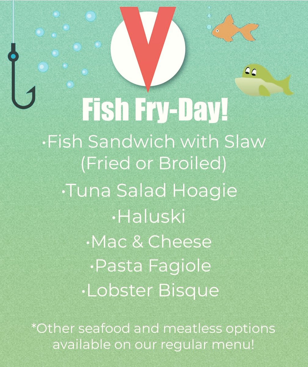 Happy Fry-day! Our Friday Lent specials are served all day for dine-in, takeout, or delivery! #fishfry #fishfryday #localeats #pittsburghfishfrys #pittsburghfood #pittsburgh #specials #fridayspecial #fishsandwich #fish
