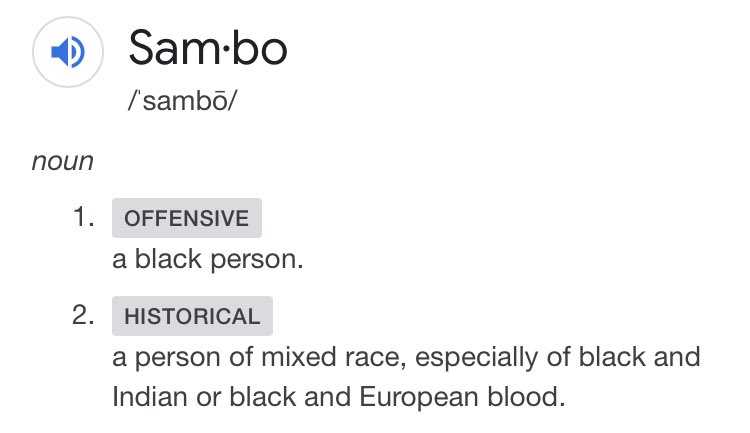 Now where do “black americans” see that they are a mockery through the term sambo?
