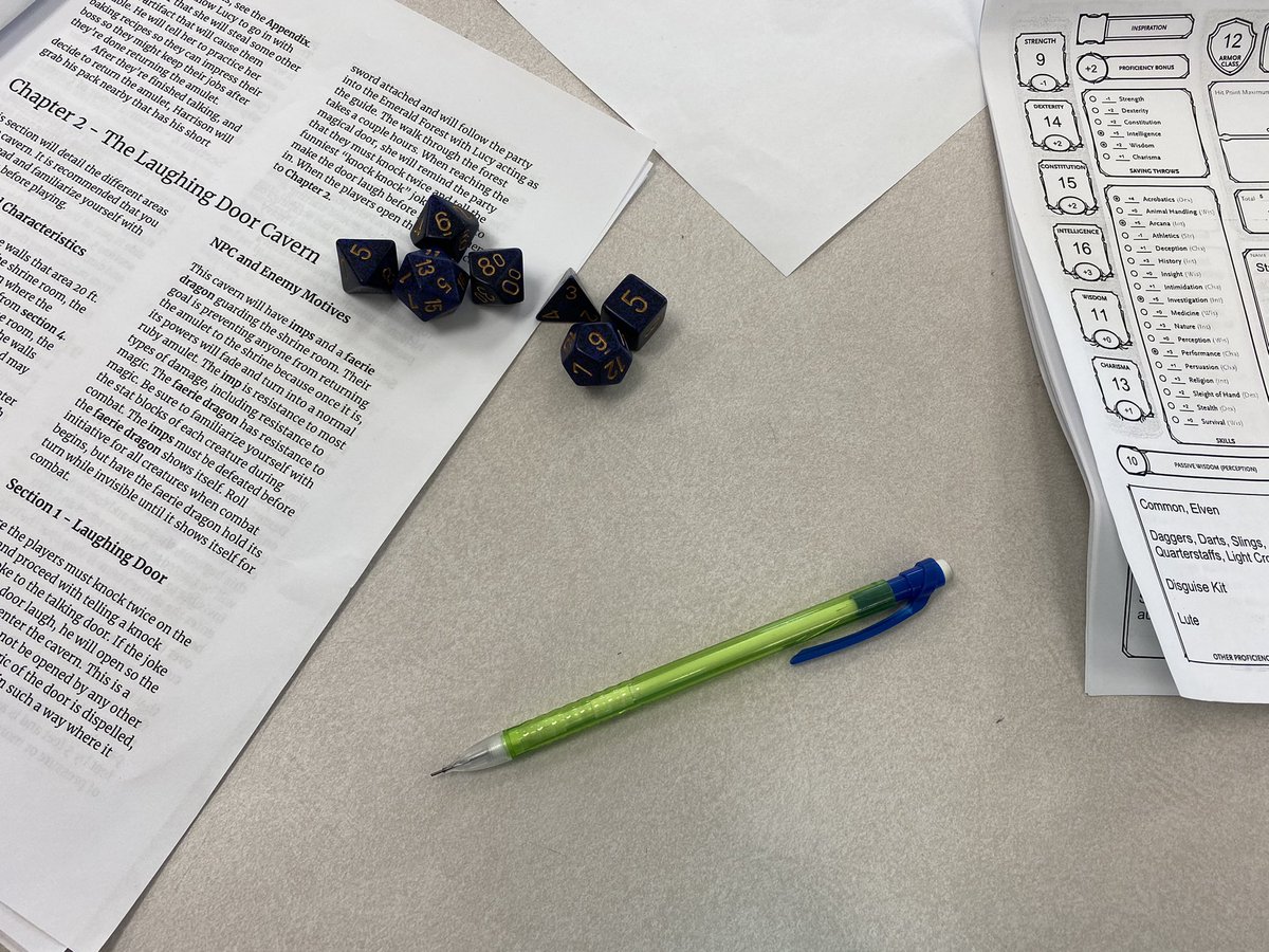 Did you know that Dungeons&amp;Dragons  is an excellent activity for ELA? It incorporates character creation, storytelling, improvisational skills, teamwork, and speaking listening skills! 701 and 702 are trying it out today! @sajhnews <a href="/HRCE_NS/">Halifax Regional Centre for Education</a> #seewhatimlearning