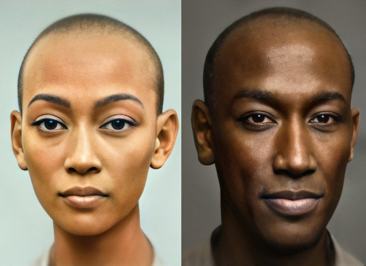 #Akhenaten and #Nefertiti

I don't claim to be a scientist. The historical portraits I make are based on artworks mostly made during the period of their subjects.
With AI I filter out the sculpting styles of ancient portraiture and guide it to a credible outcome
#artbreeder