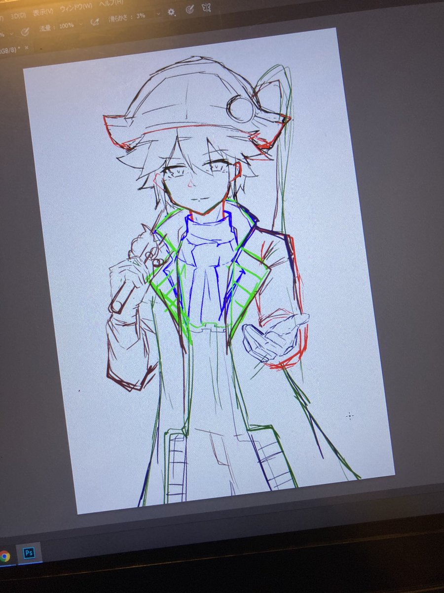 前描いたのが納得いかなさ過ぎたのと、男キャラ練習の為。
ある程度綺麗にして上げようと思ったけど空腹過ぎるので寝る。 