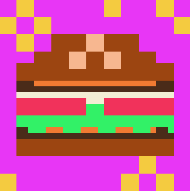 PixelsLittle's tweet photo. Gooood morning! Here's a big cheeseburger. Eating well always helps me feel better, I hope you have a chance to eat a tasty and nutritious meal today 🤗 #pixelart https://t.co/plo8FC54NJ