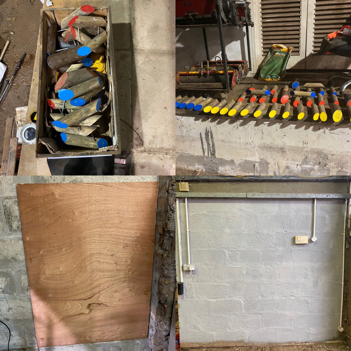 MarkSim93794378's tweet photo. Tee markers painted, wall painted which will soon become our machinery maintenance wall and plywood fixed to wall in workshop which will be used for multiple tools 
#progressiveday @MonmouthshireGC https://t.co/dq8plCSBSP