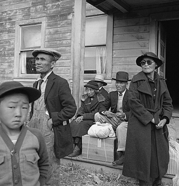 Women, men and children “of Japanese ancestry” being forcibly removed to internment camps under FDR’s order of today 1942:  #NARA