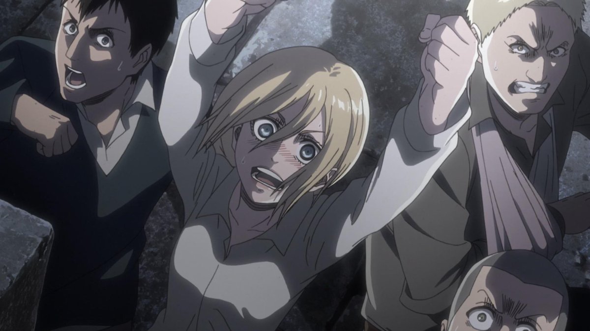 [ Anime Only ] Nous sommes à l’épisode 5 de la saison 2, avant la révélation de Reiner et Berthold, Ymir se transforme devant nos 3 personnes, et par réflexe pour se protéger, Berthold tend sa main vers sa bouche pour se mordre et se transformer. Il fallait avoir l’œil 