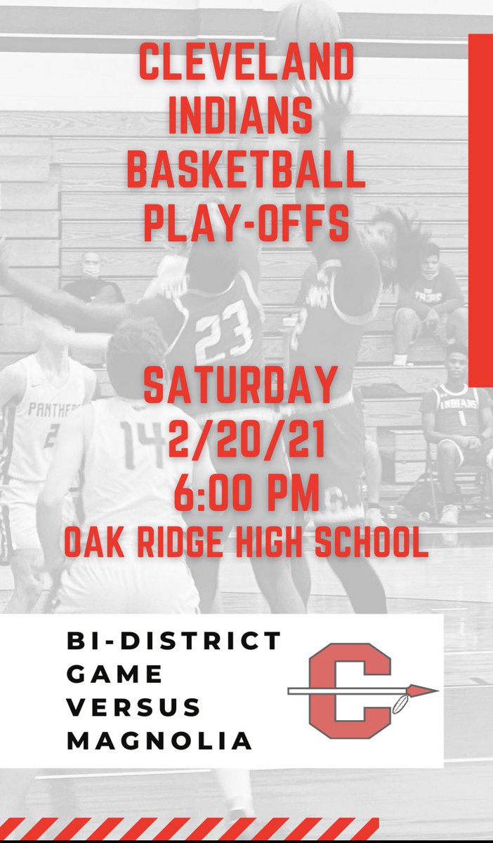 Come out to support our Cleveland Indians on Saturday for their Bi-District game against Magnolia. Lets’s go Indians!