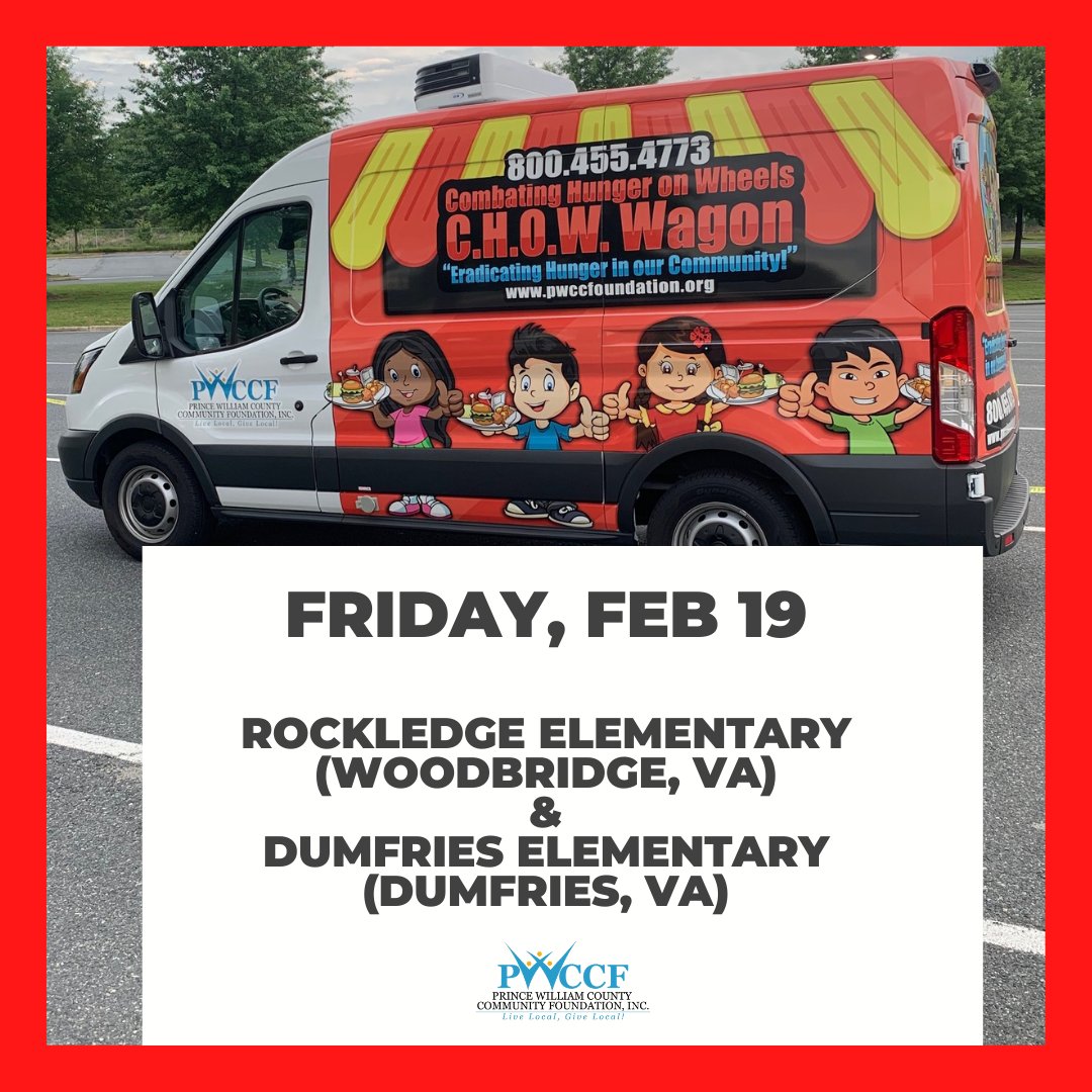 FoundationPwcc's tweet image. TODAY&apos;S DISTRIBUTION IS STILL ON!

The C.H.O.W. Wagon food distribution WILL take place today (Friday, Feb 19) at 3pm.
We&apos;ll be at Rockledge Elementary School and Dumfries Elementary 
Please BE SAFE, take caution while driving and wear masks.
&quot;Together, WE Can Make a Difference!&quot;