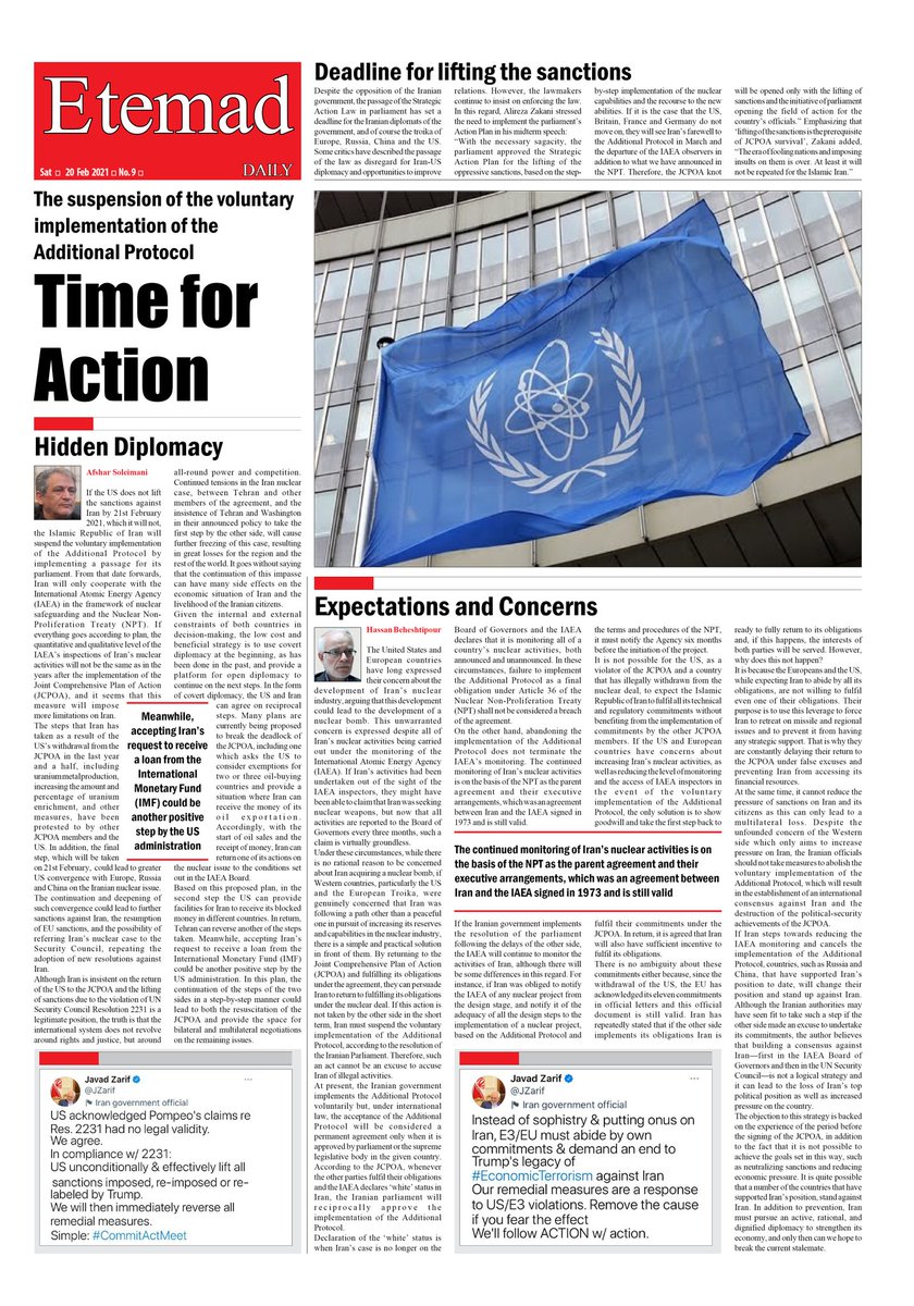 EtemadDaily's tweet image. English paper of Etemad about the suspension of the implementation of the Additional Protocol: Time for Action

etemadonline.com/content/466040
