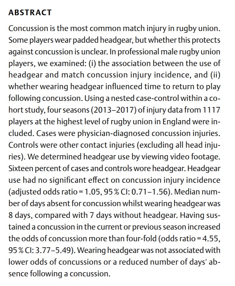 Stephen West (@westy1609) on Twitter photo 🚨New today in IJSM 🚨
Headgear use in professional men's rugby union does not reduce concussion risk.
Thanks to <a href="/drkeithstokes/">Keith Stokes</a> on all the hard work in pulling this together.
Full-text link: ➡️@ThiemeNY ➡️ thieme-connect.com/products/ejour… 🚨New today in IJSM 🚨
Headgear use in professional men's rugby union does not reduce concussion risk.
Thanks to <a href="/drkeithstokes/">Keith Stokes</a> on all the hard work in pulling this together.
Full-text link: ➡️@ThiemeNY ➡️ thieme-connect.com/products/ejour…