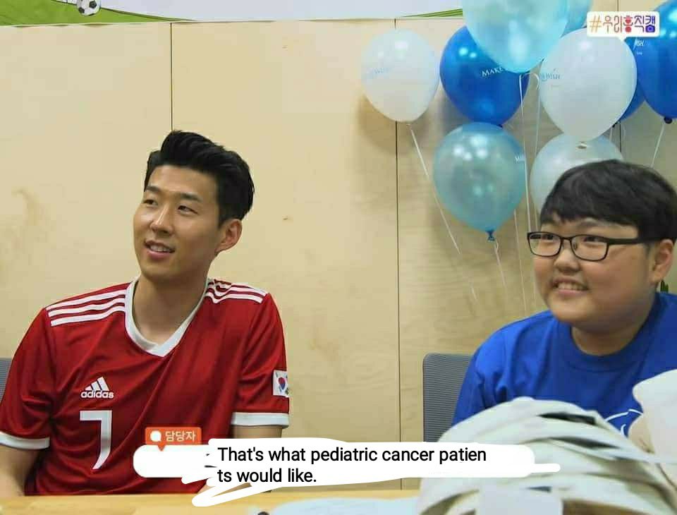 Sonny &amp; Bale's celebration last night was dedicated to pediatric cancer patients from the Make A Wish foundation out in Korea. Fantastic touch 💙 #THFC #COYS