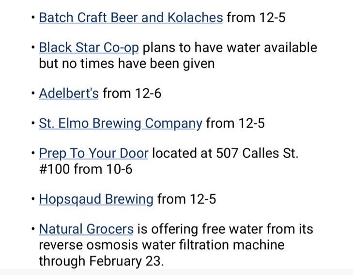 Here’s a list of Austin breweries and businesses offering water ti those who need it. You must bring your own container