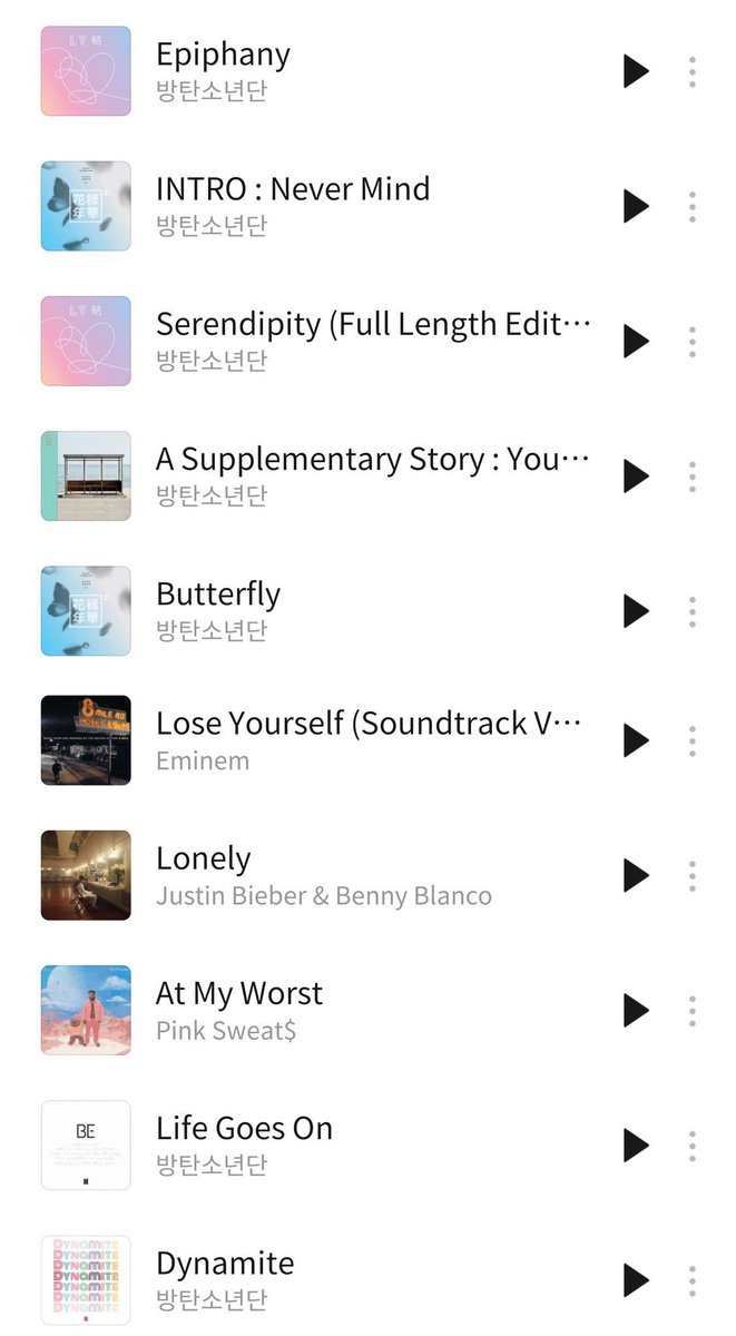 95. BTS added 'Lonely' by Justin Bieber & Benny Blanco into their FLO playlist.  http://flomuz.io/s/d.kZk 