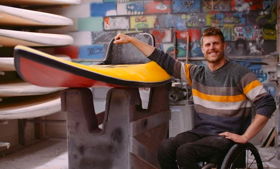 SCI_BC's tweet photo. Sam Danniels would like to go to the store to get the board he wants, but that board doesn't exist. In this film, #BeyondtheBreak, we see how Sam Danniels goes about surfing the ocean using his own beautiful creation!  Watch online Feb 19 - 28 https://t.co/ks491u8bZW https://t.co/szNWoAV1V5