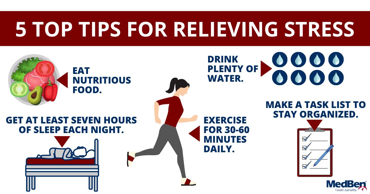 MedBenTPA's tweet photo. Incorporating these five tips into your daily routine can help you to reduce stress levels. https://t.co/nFnCrCuEuT