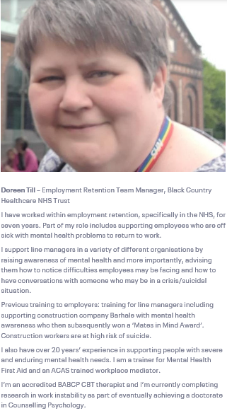 BlackCountryNHS's tweet photo. Don't miss the @WestMids_CA 'Suicide: let’s talk about prevention event'.🗣️This free Q&amp;A event will help give employers the tools they need to spot signs and help prevent situations from escalating. Our very own Doreen Till will also be on the panel!💚
https://t.co/ndCGRkEclK https://t.co/2P2zrpuH0a