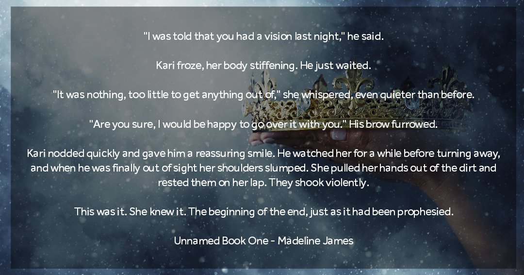 author_mjames's tweet photo. Just a quick teaser from the chapter I'm working on right now! Kari is one of my four POVs and I have been having a lot of fun with her scenes. Let me know what you think!
#teaserfriday #amwriting #snippetfriday #epicfantasy #darkfantasy #romanticfantasy #WritingCommunity #wip https://t.co/nnVL3JZ1dj