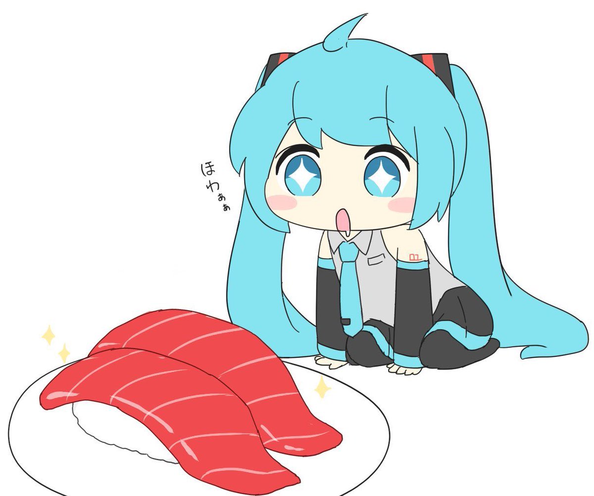 初音ミク 「深夜の飯テロ 」|ねこみんのイラスト