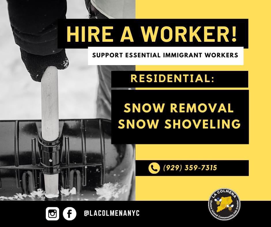 🚨Please consider hiring La Colmena #DayLaborers for your snow shoveling needs TODAY in #StatenIsland at ☎️ 929-359-7315 ❄️