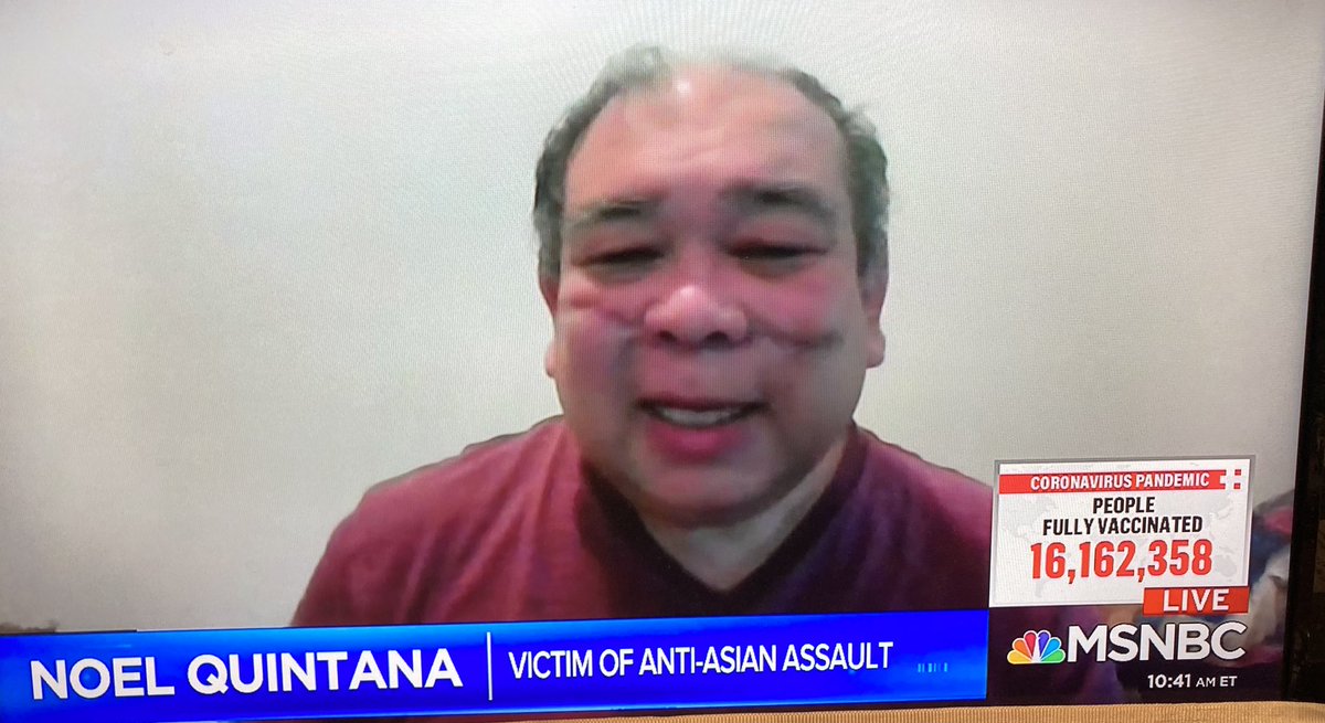 aaldef's tweet photo. Filipino American Noel Quintana was brutally attacked in NYC subway car, slashed in the face by man wielding a boxcutter. He tells ⁦@HallieJackson⁩ @MSNBC that Asian Americans must speak out: 'If we are silent, no one will help.' #StopAAPIHate https://t.co/uA8bkQv2Vd