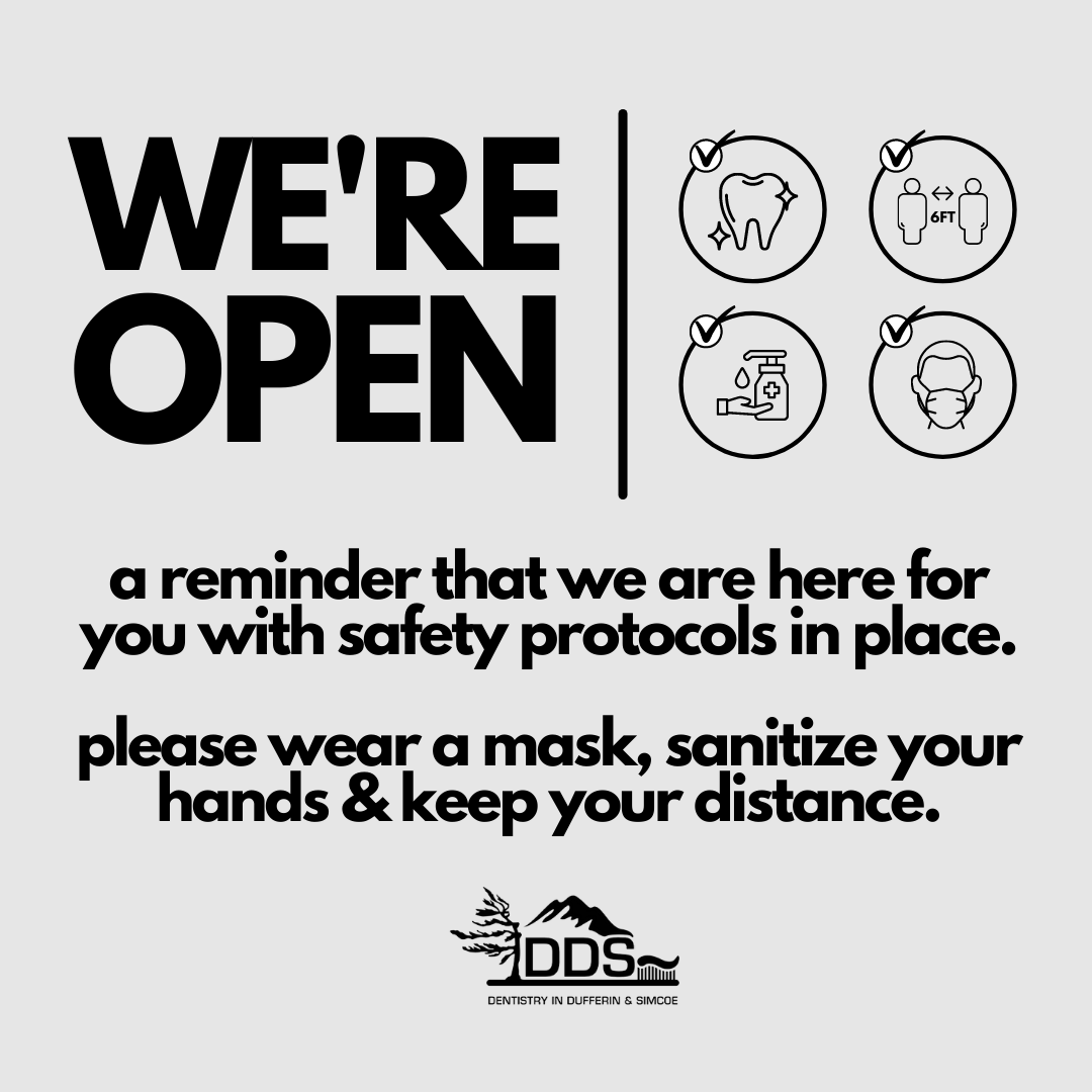 Just a reminder that DDS Collingwood is still open. The Safety of our Staff &amp; Patients continue to be our greatest priority.

Please contact our office if you have any questions. We hope that you are all keeping healthy and safe 🙏

☎️ (705) 445-0551