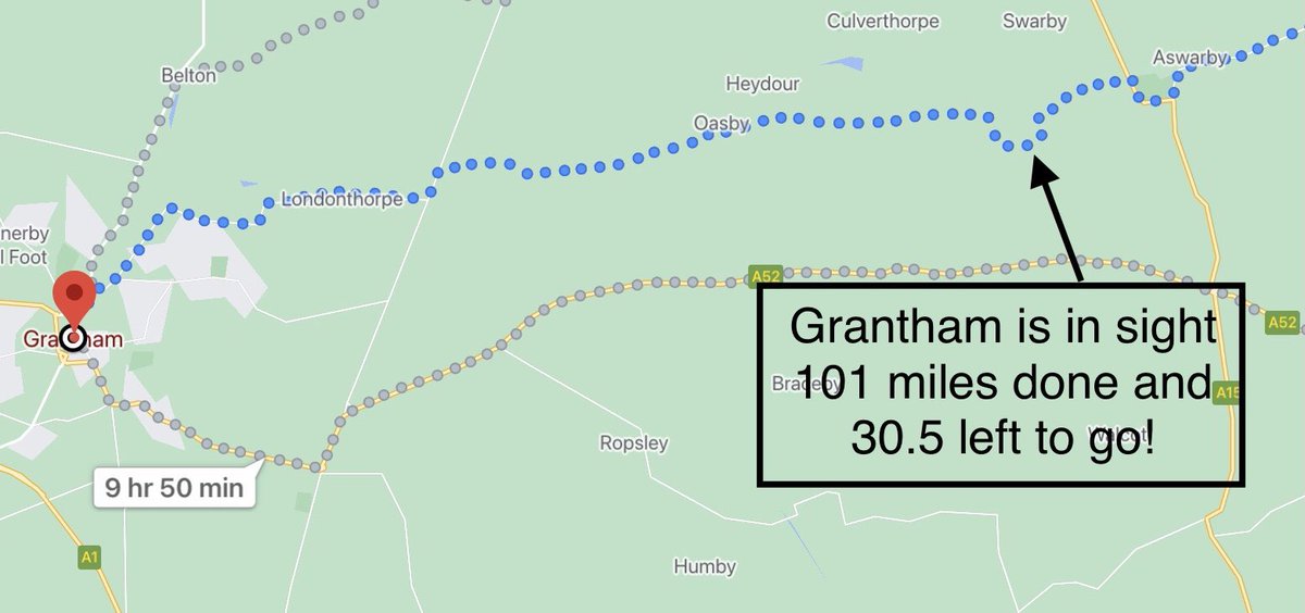 DI_Runs's tweet photo. Passed 100 mile marker today - aiming to reach #Grantham on Monday before starting the final leg towards #Nottinghamshire &amp; #Nottingham. I’ll be on Facebook Live @DI_Recovery on Tuesday https://t.co/shHnACB0CH Hear how we are getting on or ask a questions of our special guests! https://t.co/CLqR6EvWis